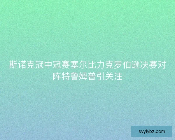 斯诺克冠中冠赛塞尔比力克罗伯逊决赛对阵特鲁姆普引关注